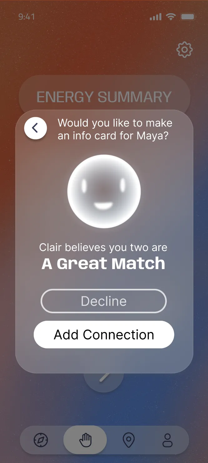 Clair add connection screen